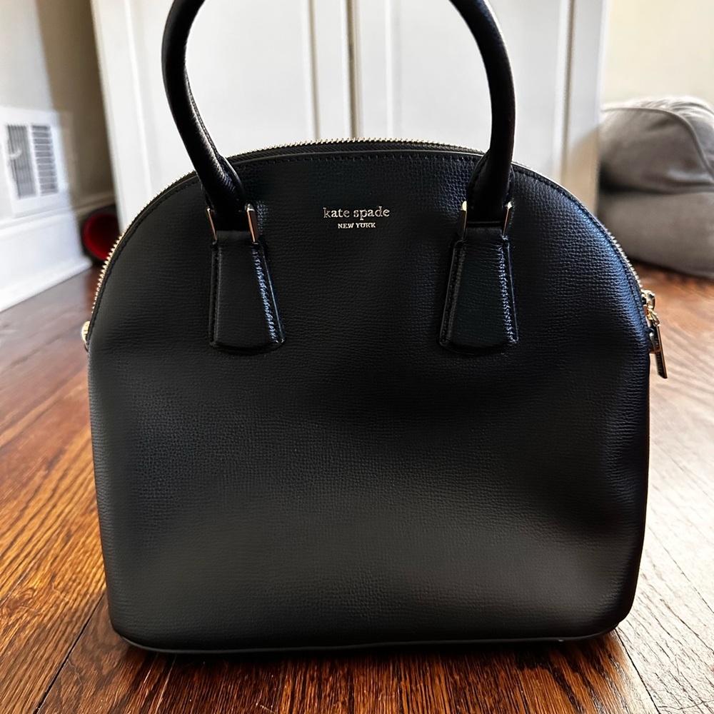 kate spade black satchel 9"x11.8"x5" handle drop 5.5" saffiano leather